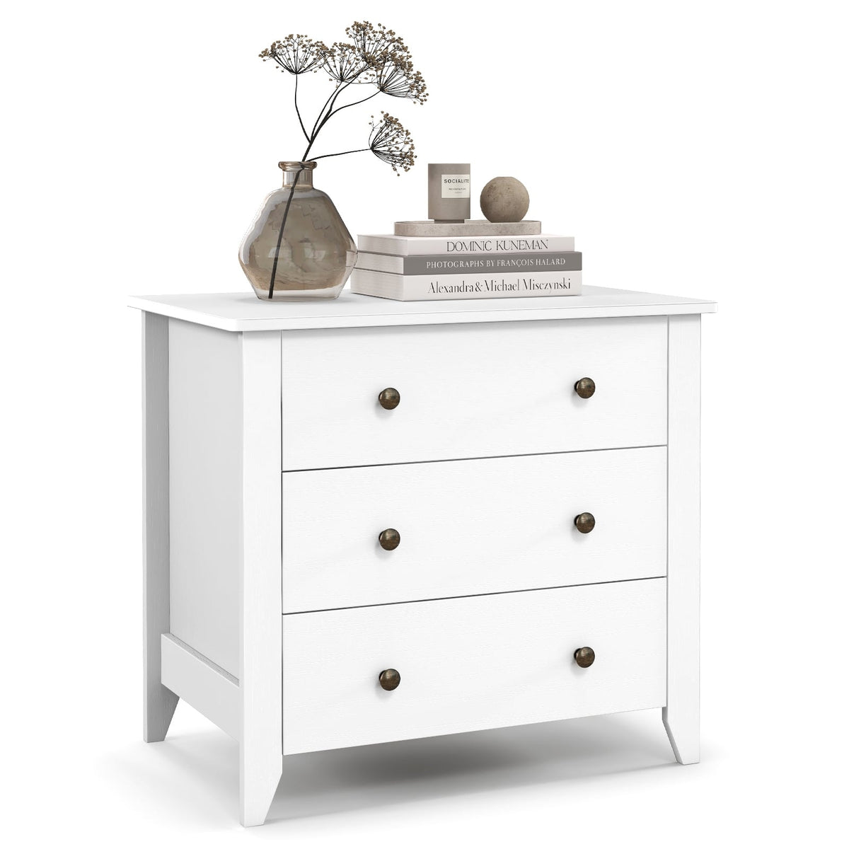 3 Drawer Dresser Chest - White (min order qty 2)-Dressers & Chests-DECOROLALA