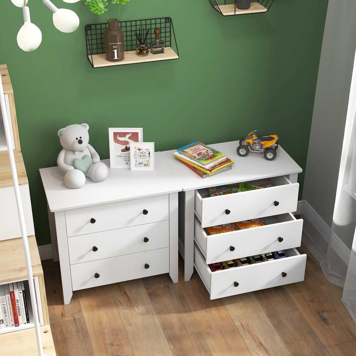 3 Drawer Dresser Chest - White (min order qty 2)-Dressers & Chests-DECOROLALA