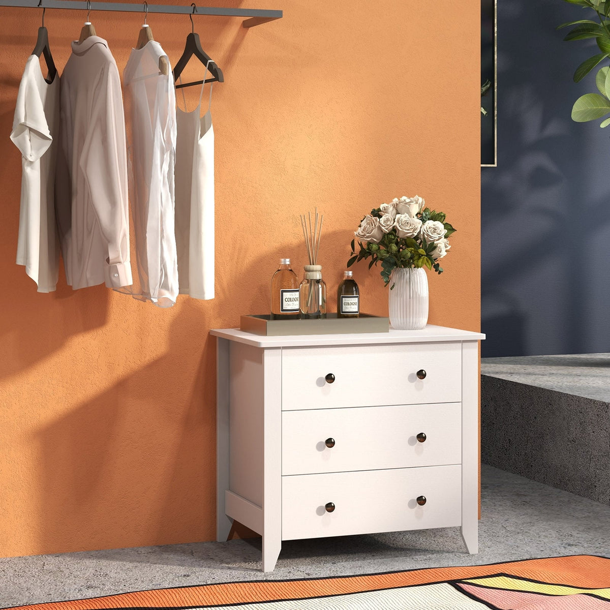 3 Drawer Dresser Chest - White (min order qty 2)-Dressers & Chests-DECOROLALA