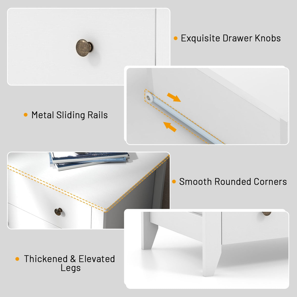 3 Drawer Dresser Chest - White (min order qty 2)-Dressers & Chests-DECOROLALA