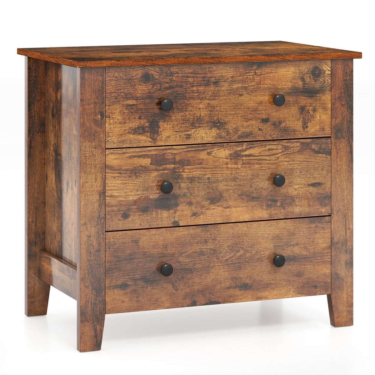 3 Drawer Dresser Chest of Drawers Bedside Table-Rustic Brown-Dressers & Chests-DECOROLALA