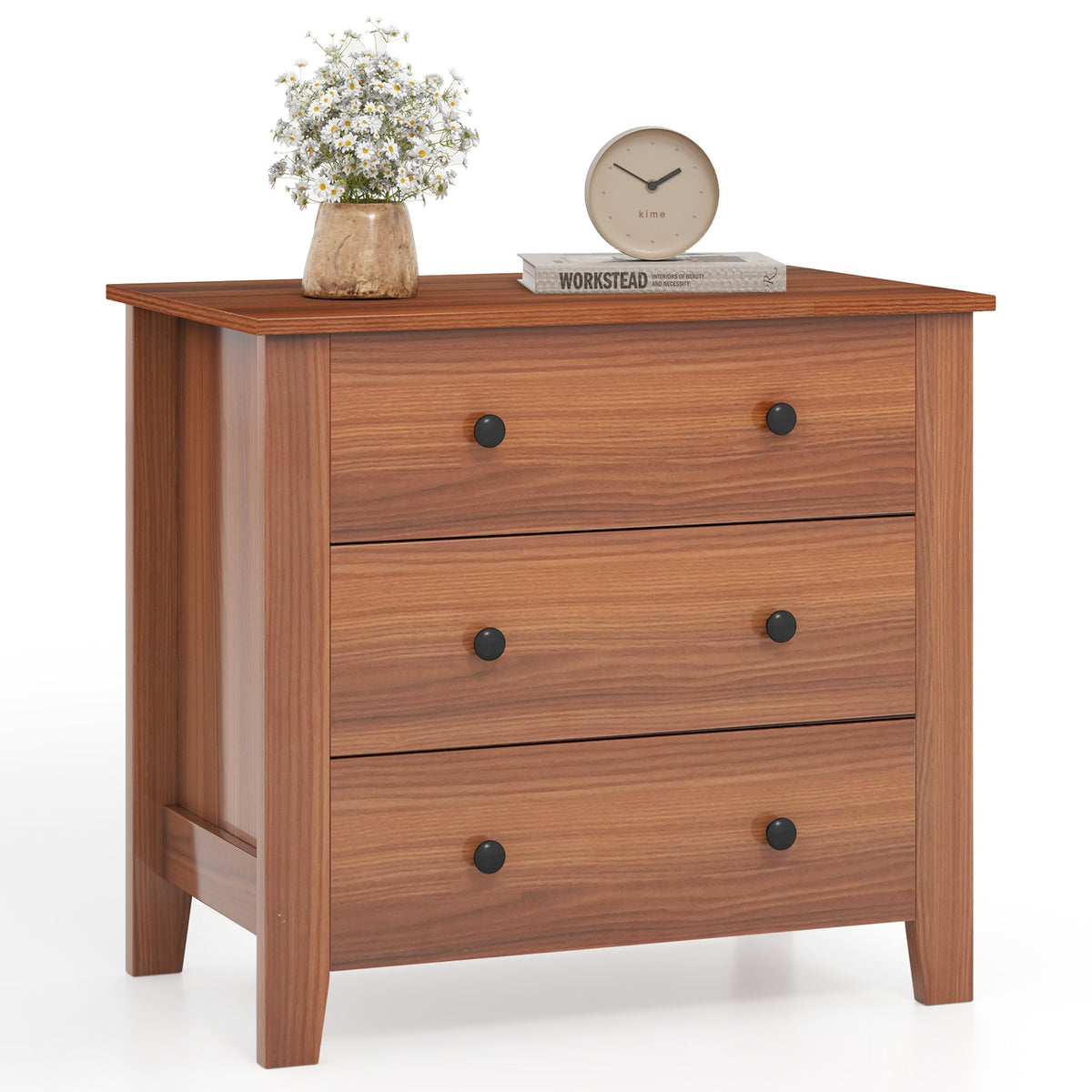 3 Drawer Dresser Chest - Walnut (min order qty 2)-Dressers & Chests-DECOROLALA
