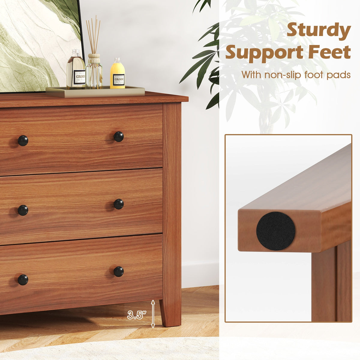 3 Drawer Dresser Chest - Walnut (min order qty 2)-Dressers & Chests-DECOROLALA