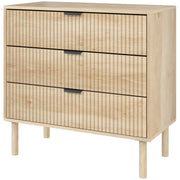 3 Drawer Dresser - Oak Fluted Chest of Drawers-DECOROLALA