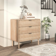 3 Drawer Dresser - Oak Fluted Chest of Drawers-DECOROLALA