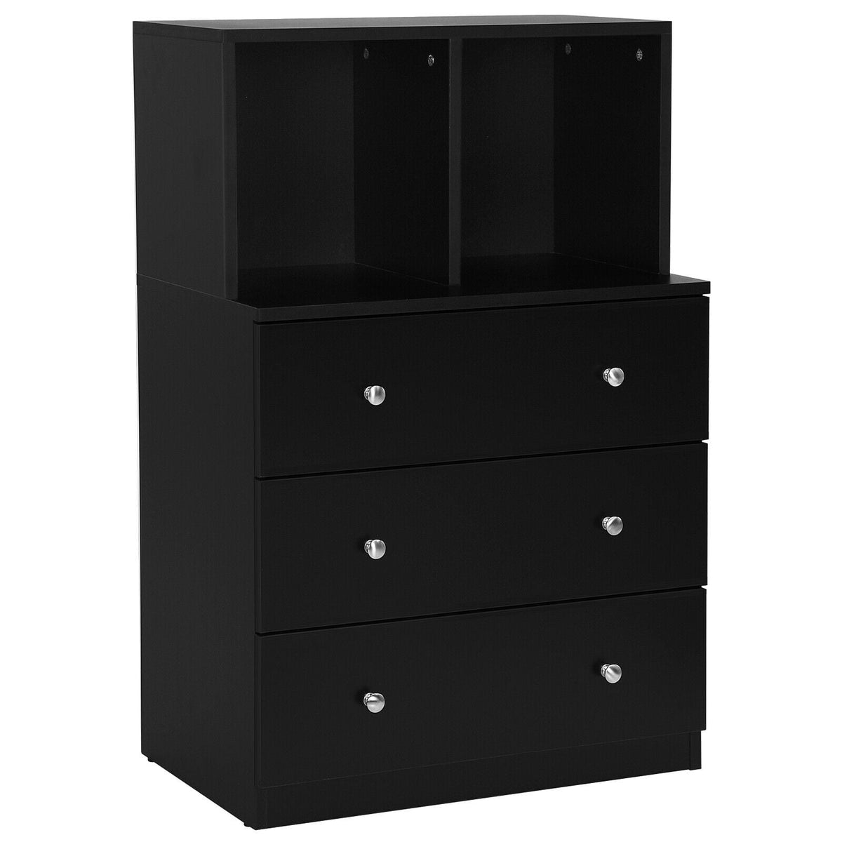 3 Drawer Dresser with Cubbies - Black (min order qty 2)-Dressers & Chests-DECOROLALA