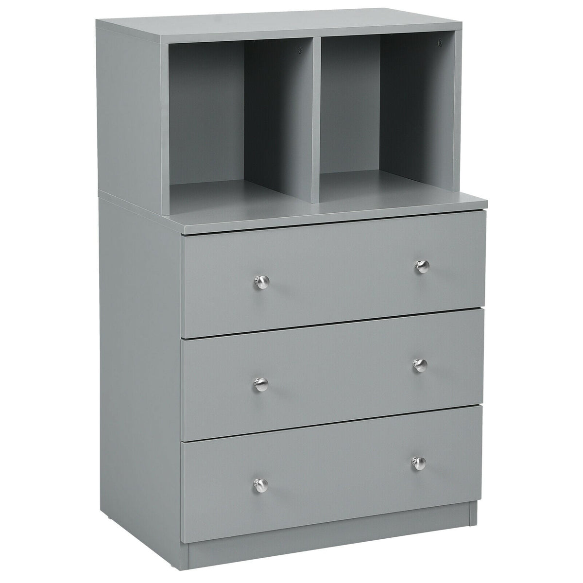 3 Drawer Dresser with Cubbies - Gray (min order qty 2)-Dressers & Chests-DECOROLALA