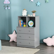 3 Drawer Dresser with Cubbies - Gray (min order qty 2)-Dressers & Chests-DECOROLALA