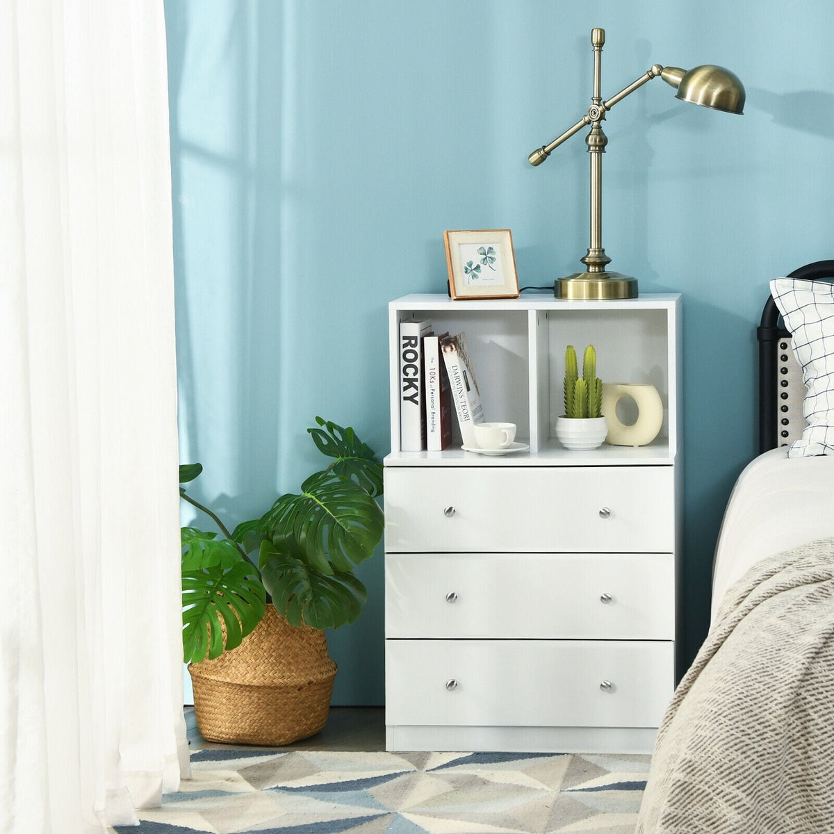 3 Drawer Dresser with Cubbies - White (min order qty 2)-Dressers & Chests-DECOROLALA