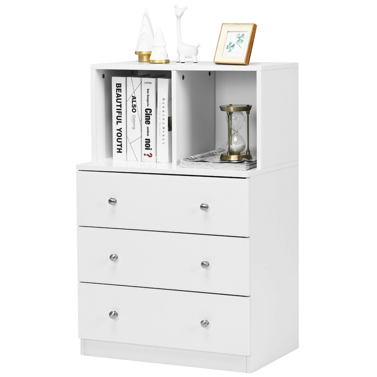 3 Drawer Dresser with Cubbies - White (min order qty 2)-Dressers & Chests-DECOROLALA