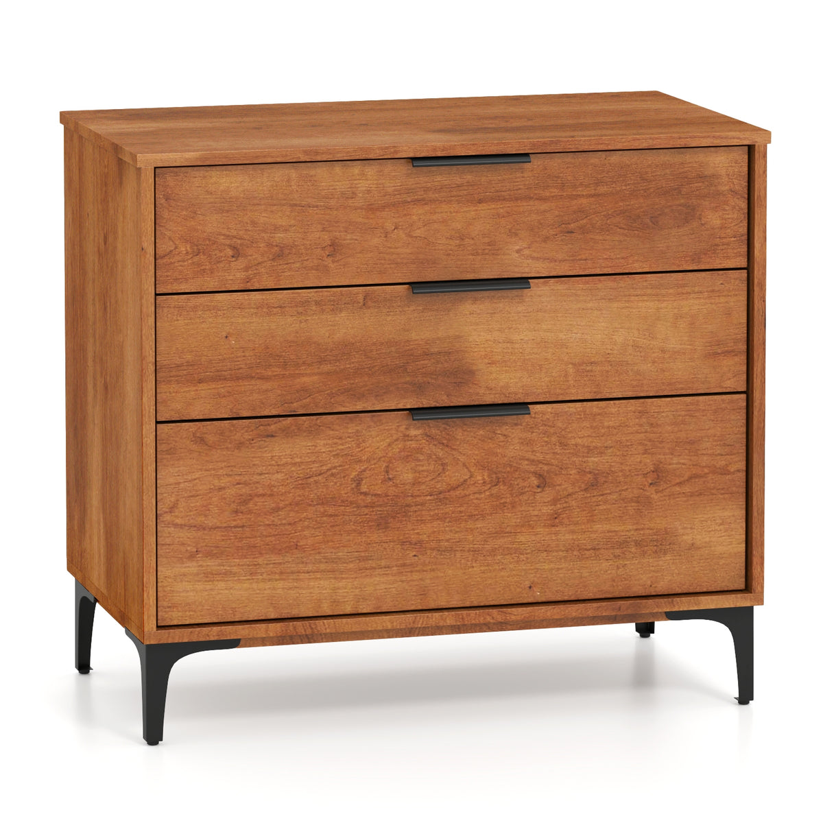 3 Drawer Dresser with Interlock System for Bedroom Living Room-Cherry-Dressers & Chests-DECOROLALA