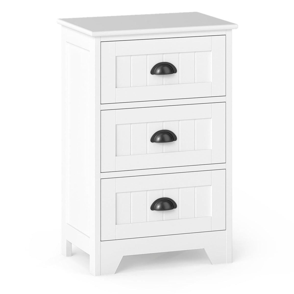 3-Drawer End Storage Wood Side Nightstand-White-Nightstands-DECOROLALA