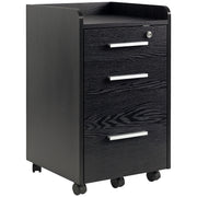 3 Drawer File Cabinet with Lock and Edged Top, Lockable Filing Cabinet on Wheels for Letter and A4 Size, Black-Office Products > Office Furniture > Office Cabinets & Cupboards-DECOROLALA
