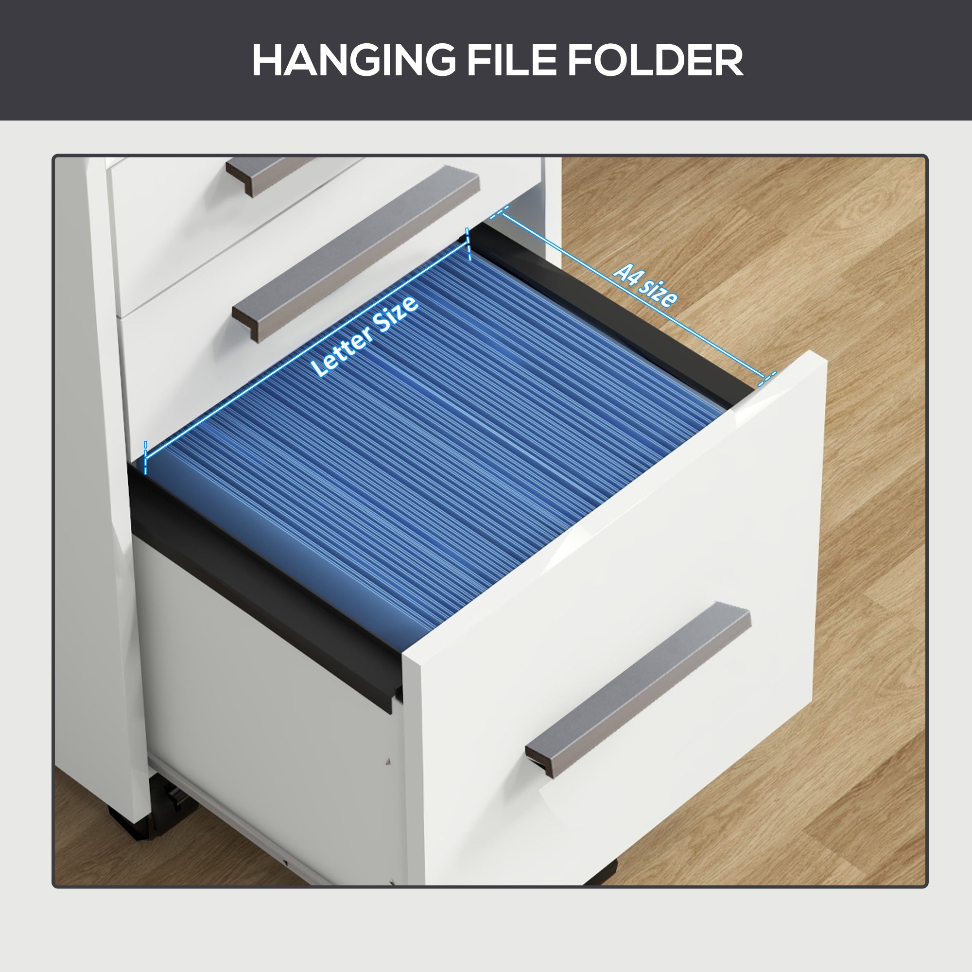 3 Drawer File Cabinet with Lock and Edged Top, Lockable Filing Cabinet on Wheels for Letter and A4 Size, White-Office Products > Office Furniture > Office Cabinets & Cupboards-DECOROLALA