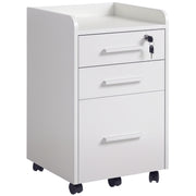 3 Drawer File Cabinet with Lock and Edged Top, Lockable Filing Cabinet on Wheels for Letter and A4 Size, White-Office Products > Office Furniture > Office Cabinets & Cupboards-DECOROLALA