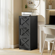 3 Drawer File Cabinet with Silent Slides, Vertical Farmhouse Filing Cabinet Fits Letter/A4 Size Home Office, Black-Office Storage Cabinets-DECOROLALA