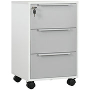 3 Drawer File Cabinet with Wheels, Vertical Filing Cabinet with Lock, Grey-Office Products > Office Furniture > Office Cabinets & Cupboards-DECOROLALA