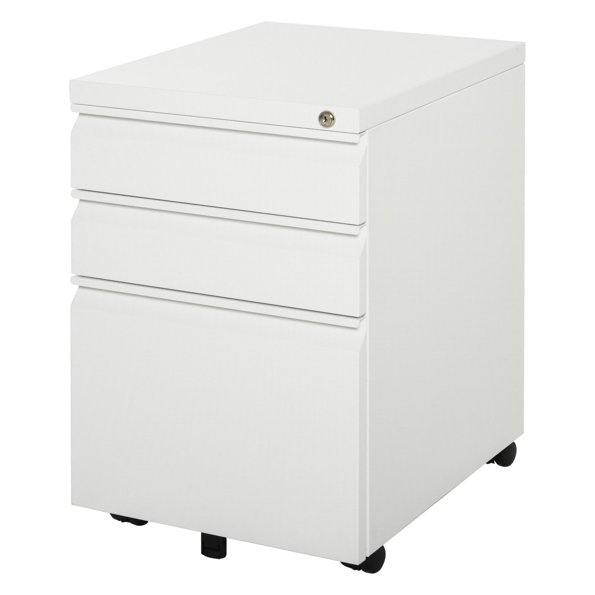 3 Drawer Filing Cabinet Lockable White Steel-DECOROLALA