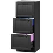 3 Drawer Filing Cabinet with Lock, Office Storage Cabinet with Adjustable Hanging Bars for A4 Letter Size Files, Black-Office Products > Office Furniture > Office Cabinets & Cupboards-DECOROLALA
