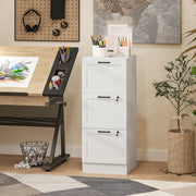 3 Drawer Filing Cabinet with Lock, Office Storage Cabinet with Adjustable Hanging Bars for A4 Letter Size Files, White-Office Storage Cabinets-DECOROLALA