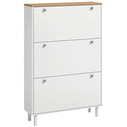 3-Drawer Flip Shoe Storage Cabinet - 24 Pair Capacity, White-DECOROLALA