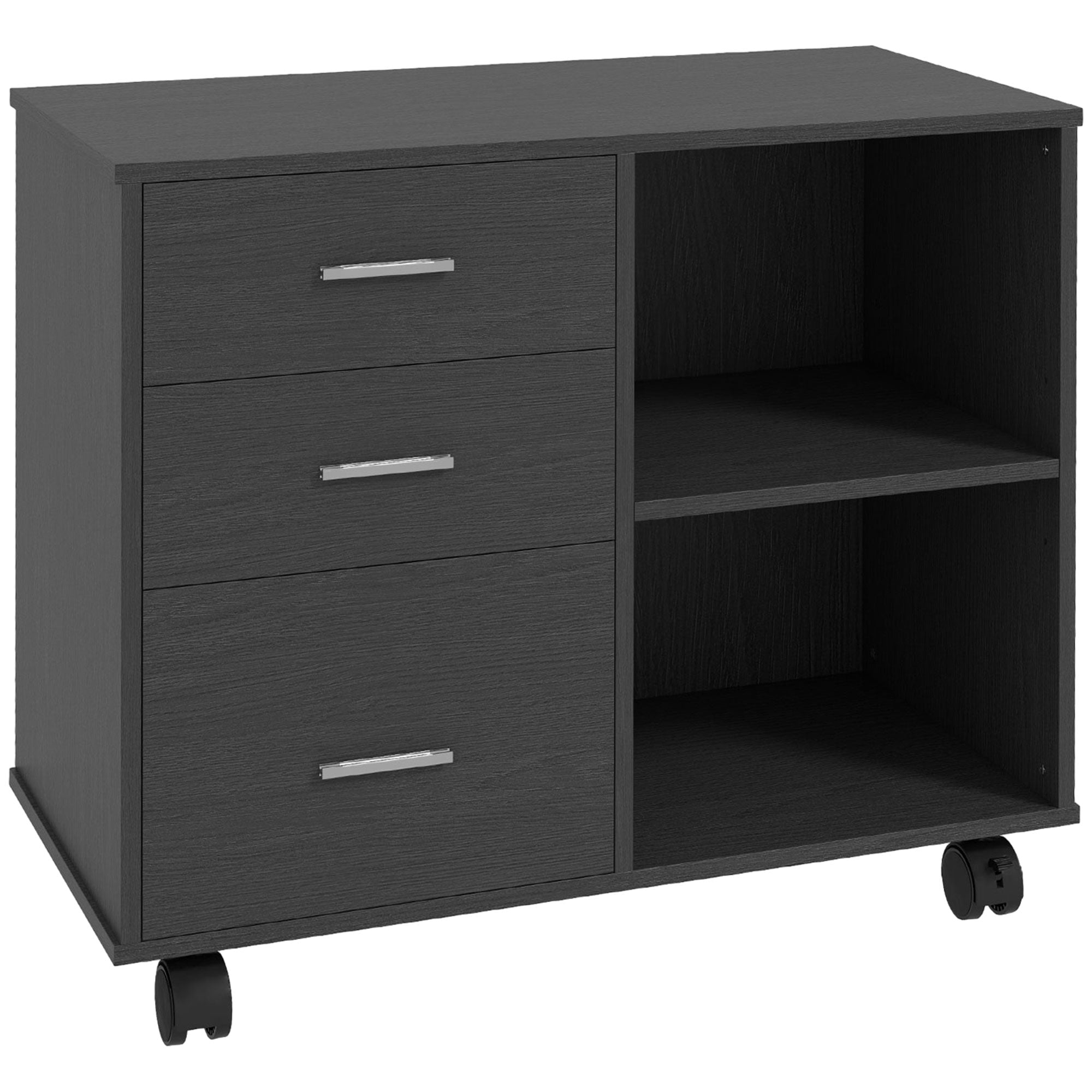 3-Drawer Mobile File Cabinet & Printer Stand - Black-Office Products > Office Furniture > Office Cabinets & Cupboards-DECOROLALA