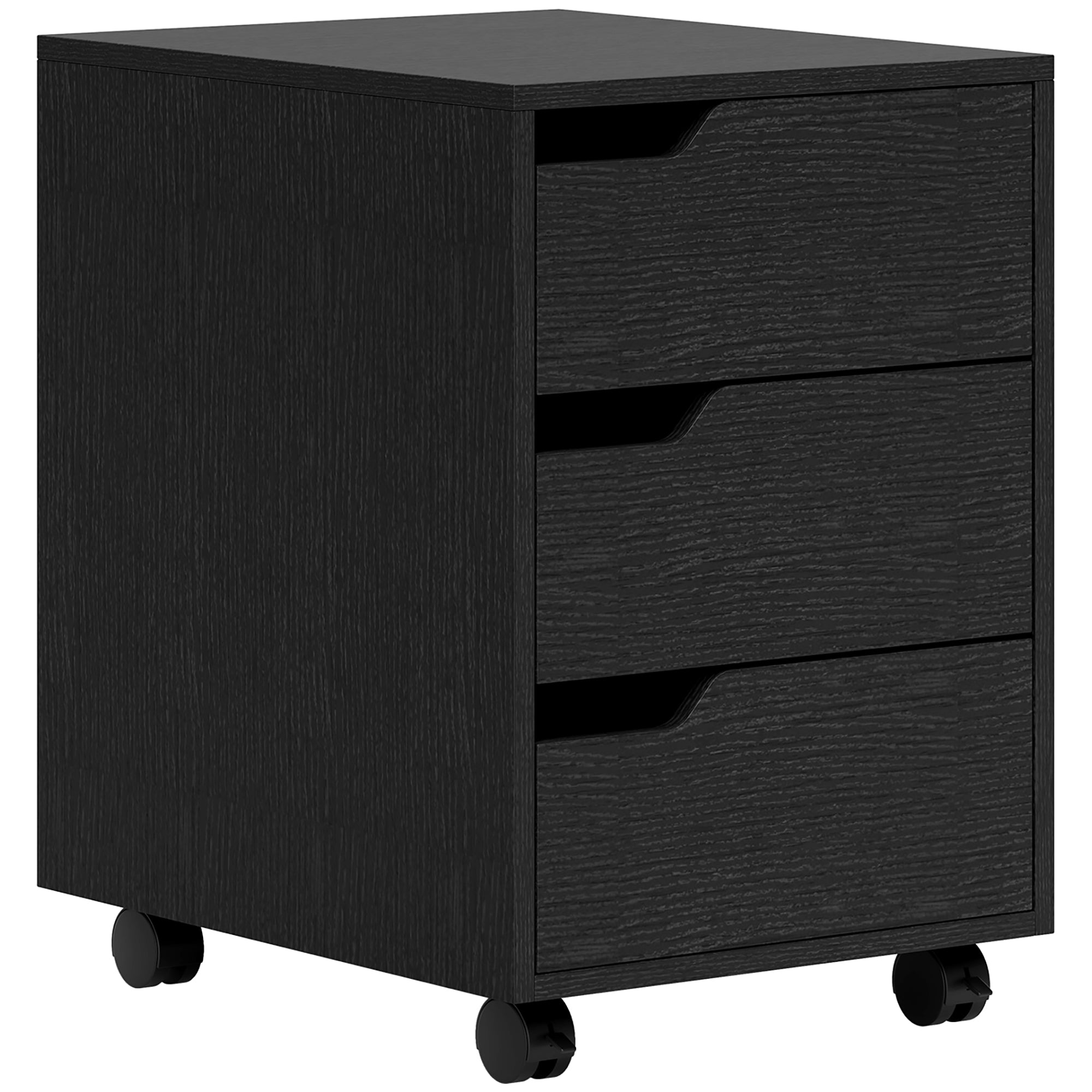 3-Drawer Mobile File Cabinet & Printer Stand - Black-Office Products > Office Furniture > Office Cabinets & Cupboards-DECOROLALA