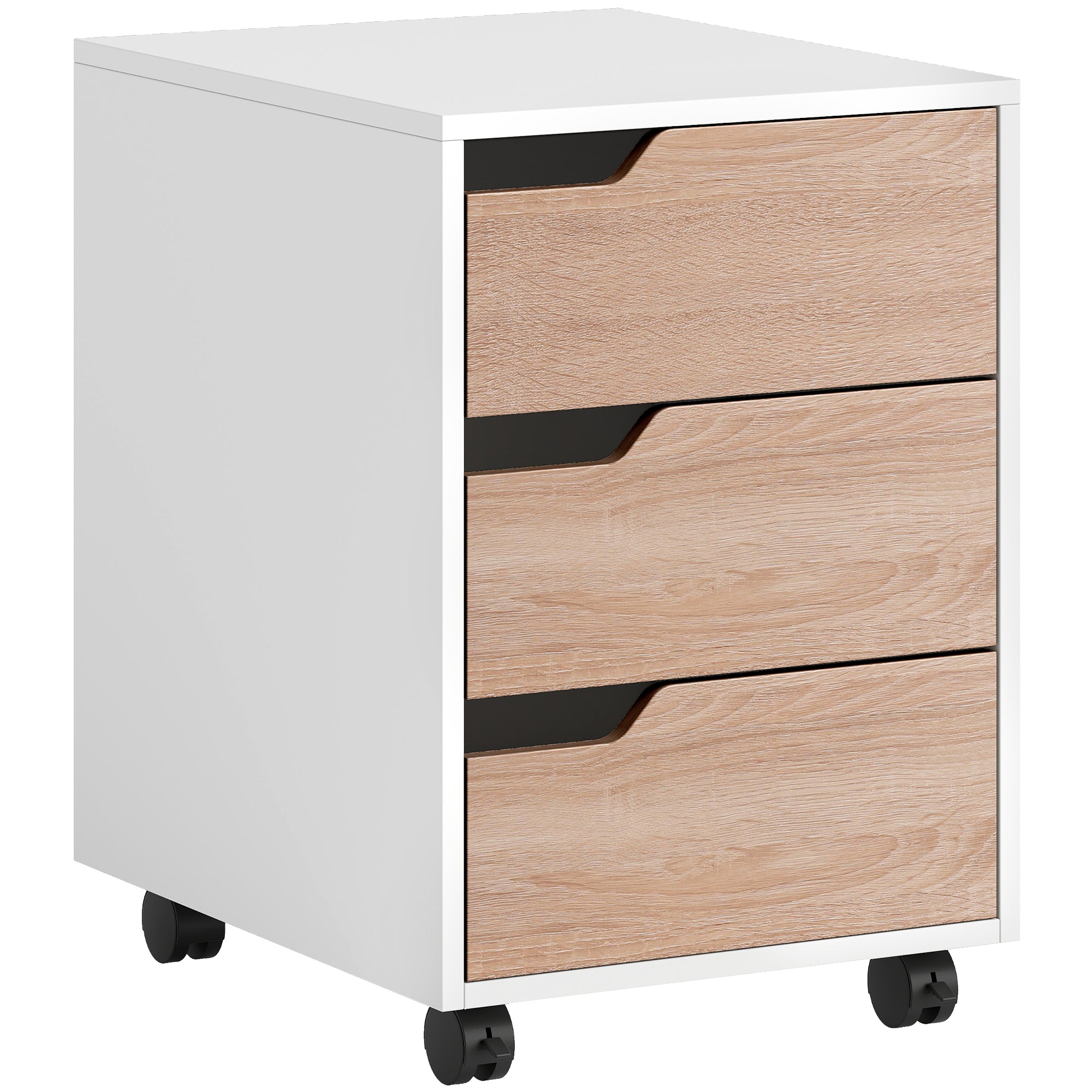 3-Drawer Mobile File Cabinet & Printer Stand - Oak-Office Products > Office Furniture > Office Cabinets & Cupboards-DECOROLALA