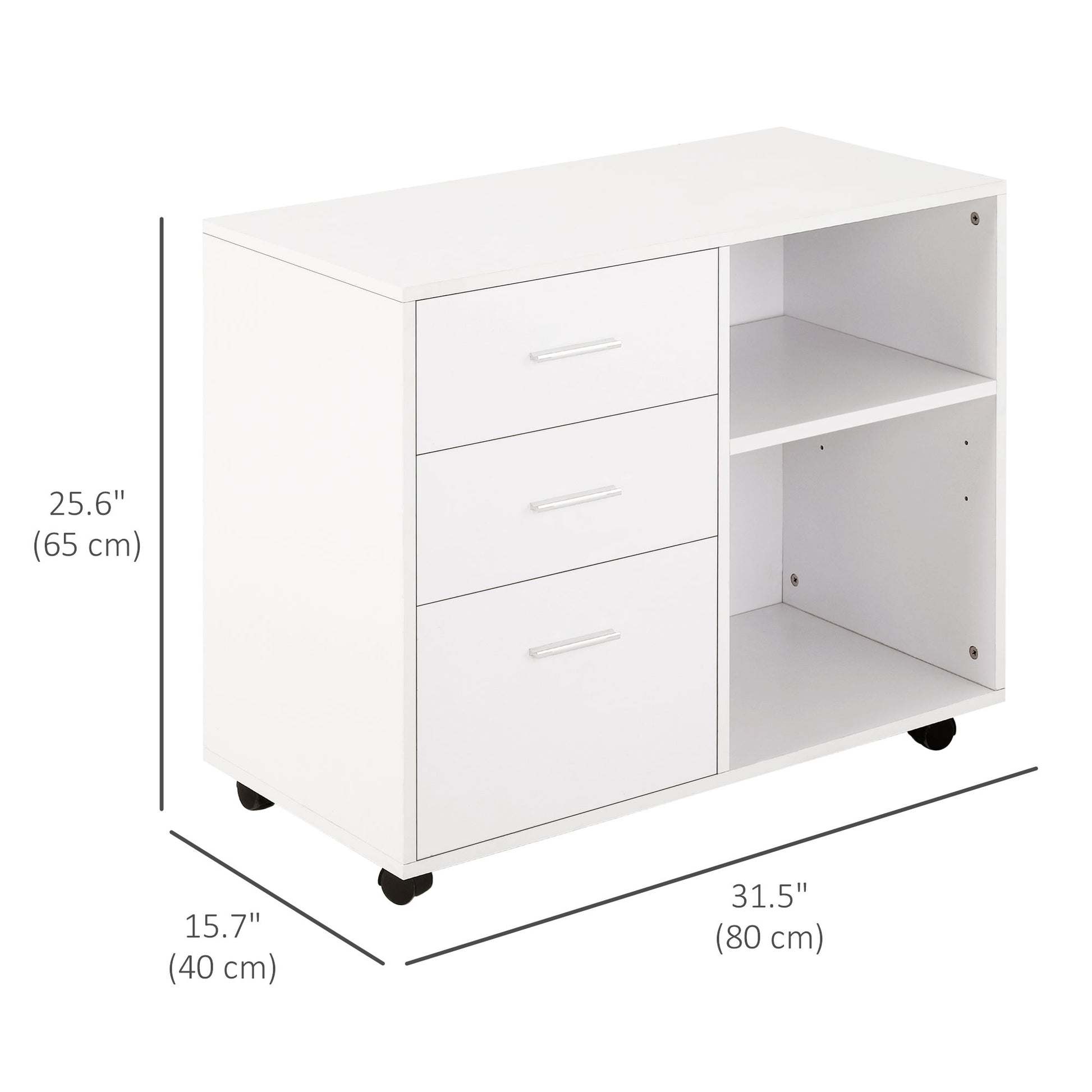 3-Drawer Mobile File Cabinet & Printer Stand - White-Office Products > Office Furniture > Office Cabinets & Cupboards-DECOROLALA