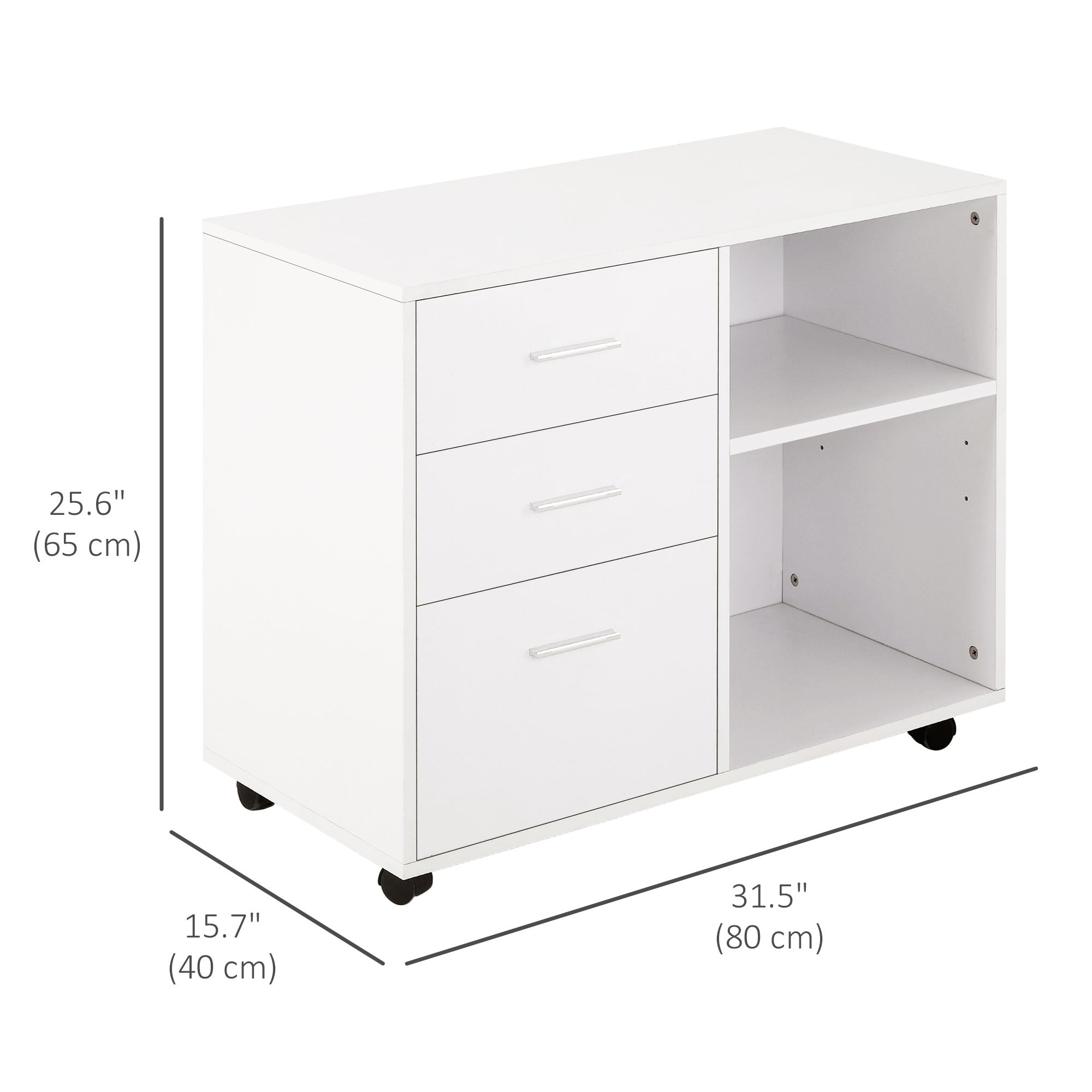 3-Drawer Mobile File Cabinet & Printer Stand - White-Office Products > Office Furniture > Office Cabinets & Cupboards-DECOROLALA