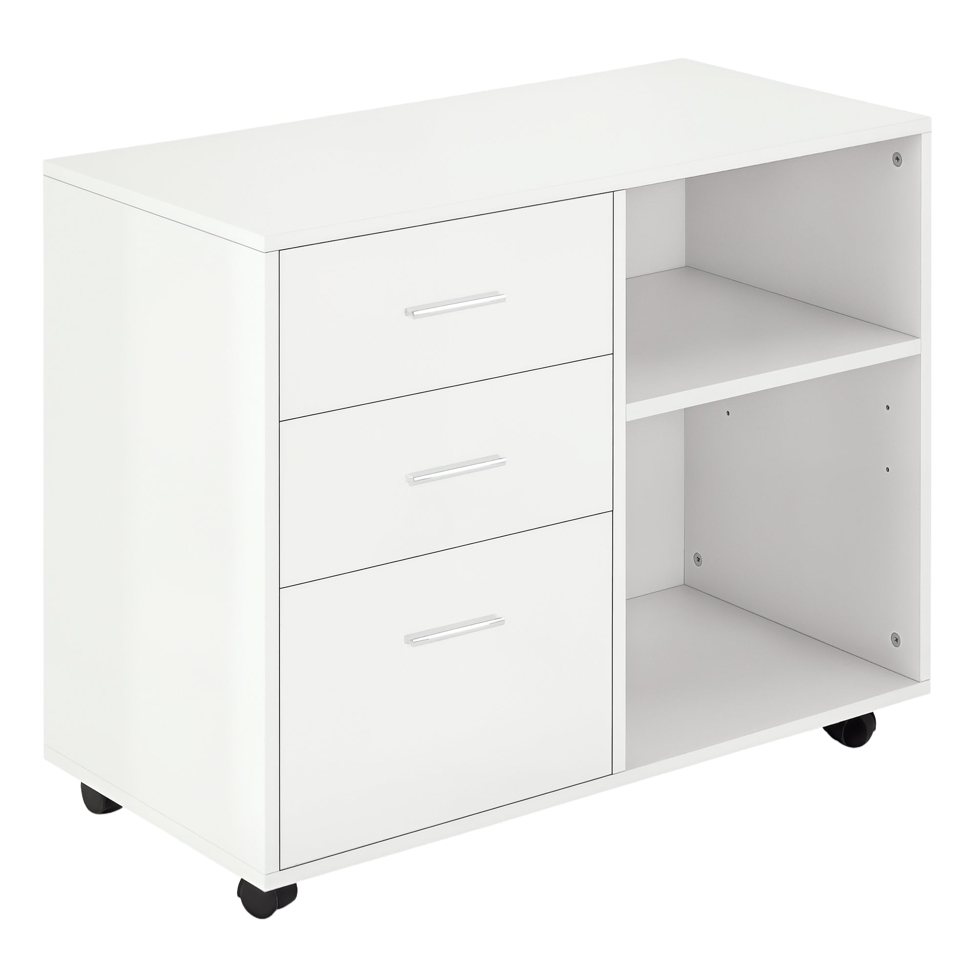 3-Drawer Mobile File Cabinet & Printer Stand - White-Office Products > Office Furniture > Office Cabinets & Cupboards-DECOROLALA