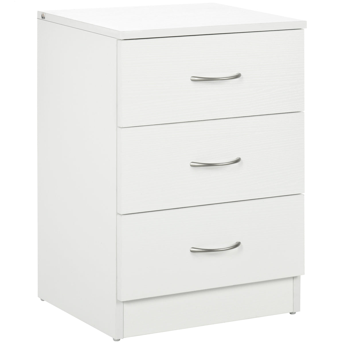 3-Drawer Modern Wood Nightstand - White 22.8" H-Home Furnishings > Bedroom Furniture > Bedside Tables-DECOROLALA