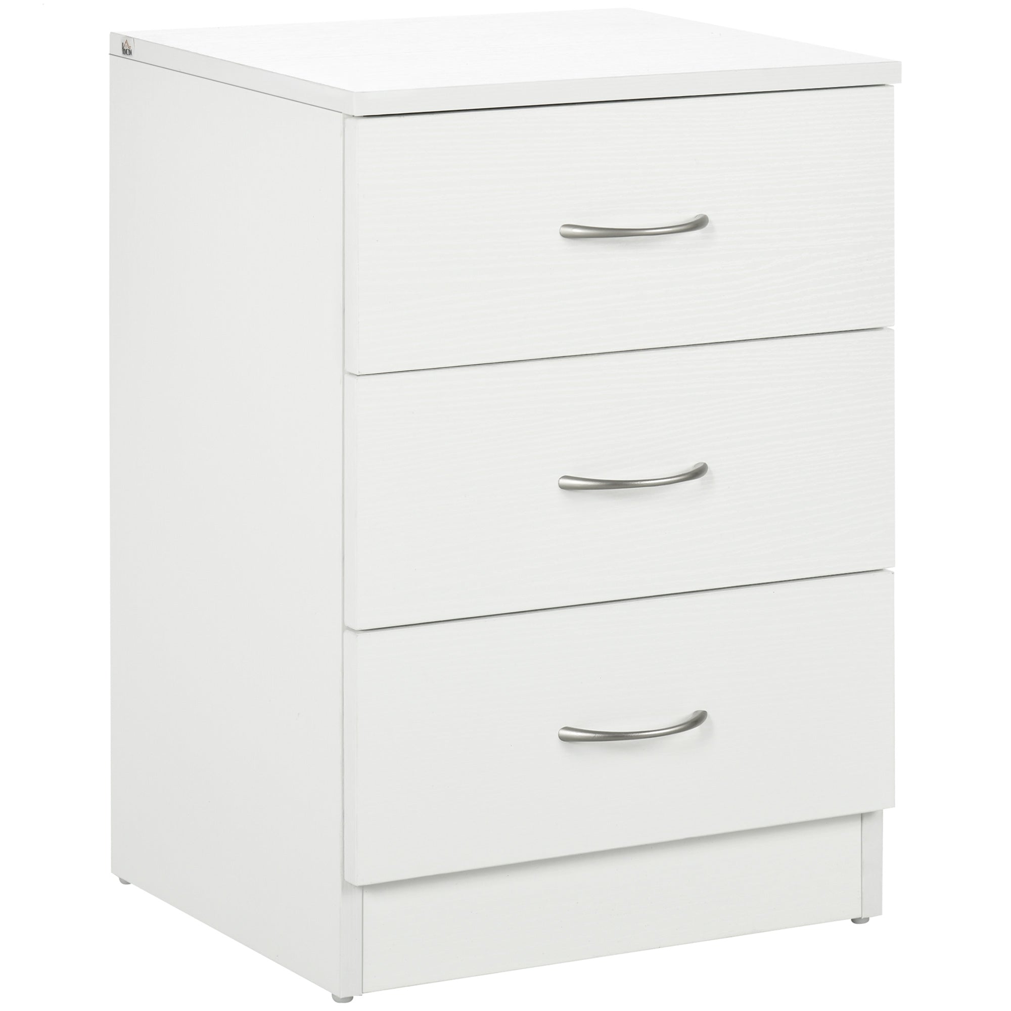 3-Drawer Modern Wood Nightstand - White 22.8" H-Home Furnishings > Bedroom Furniture > Bedside Tables-DECOROLALA