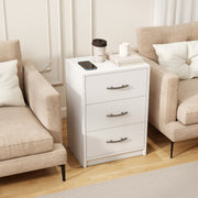 3 Drawer Nightstand with Storage for Living Room-White-Nightstands-DECOROLALA
