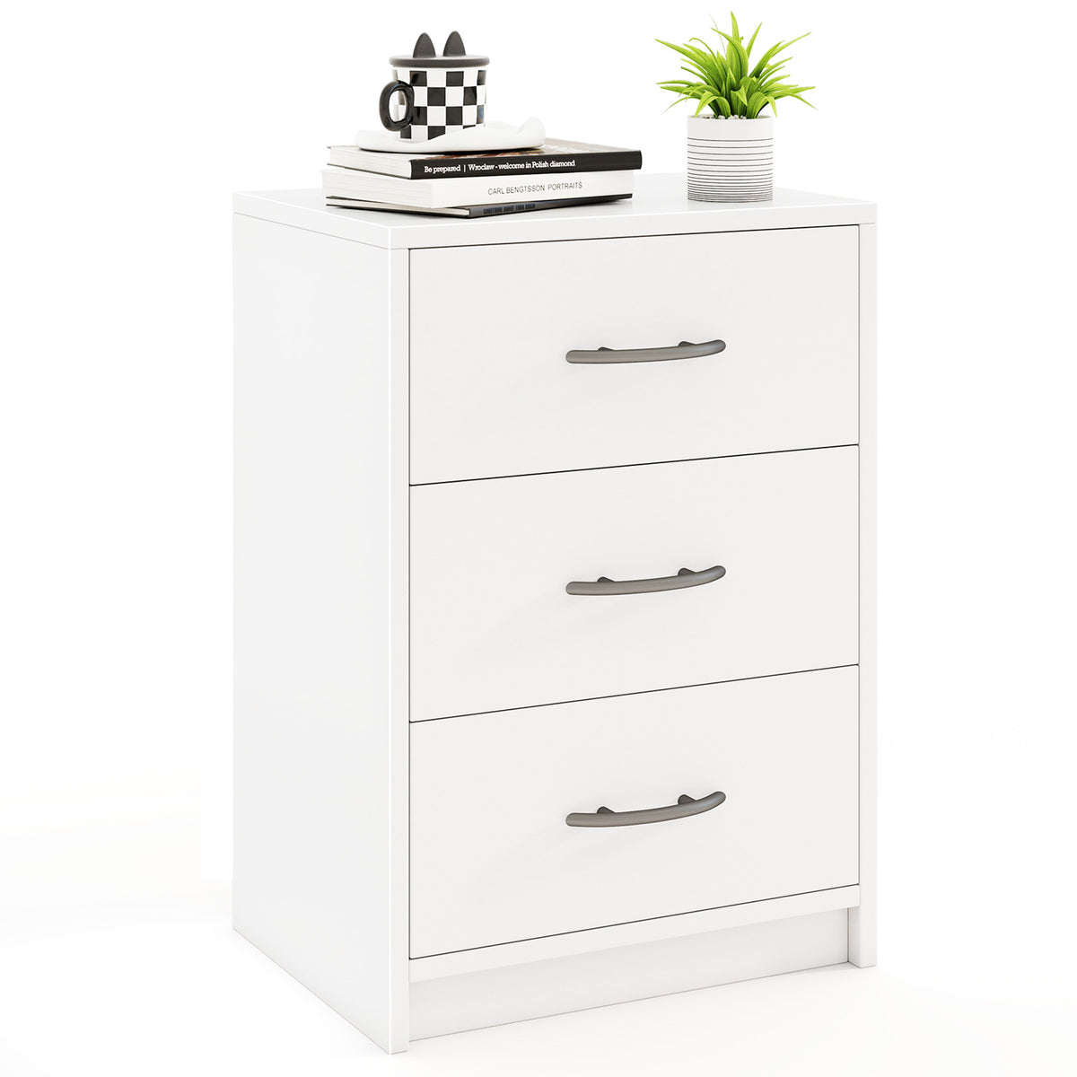 3 Drawer Nightstand with Storage for Living Room-White-Nightstands-DECOROLALA