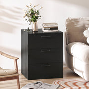 3 Drawer Nightstand with Wood Grain Finish and Storage for Living Room Bedroom Study-Black-Nightstands-DECOROLALA