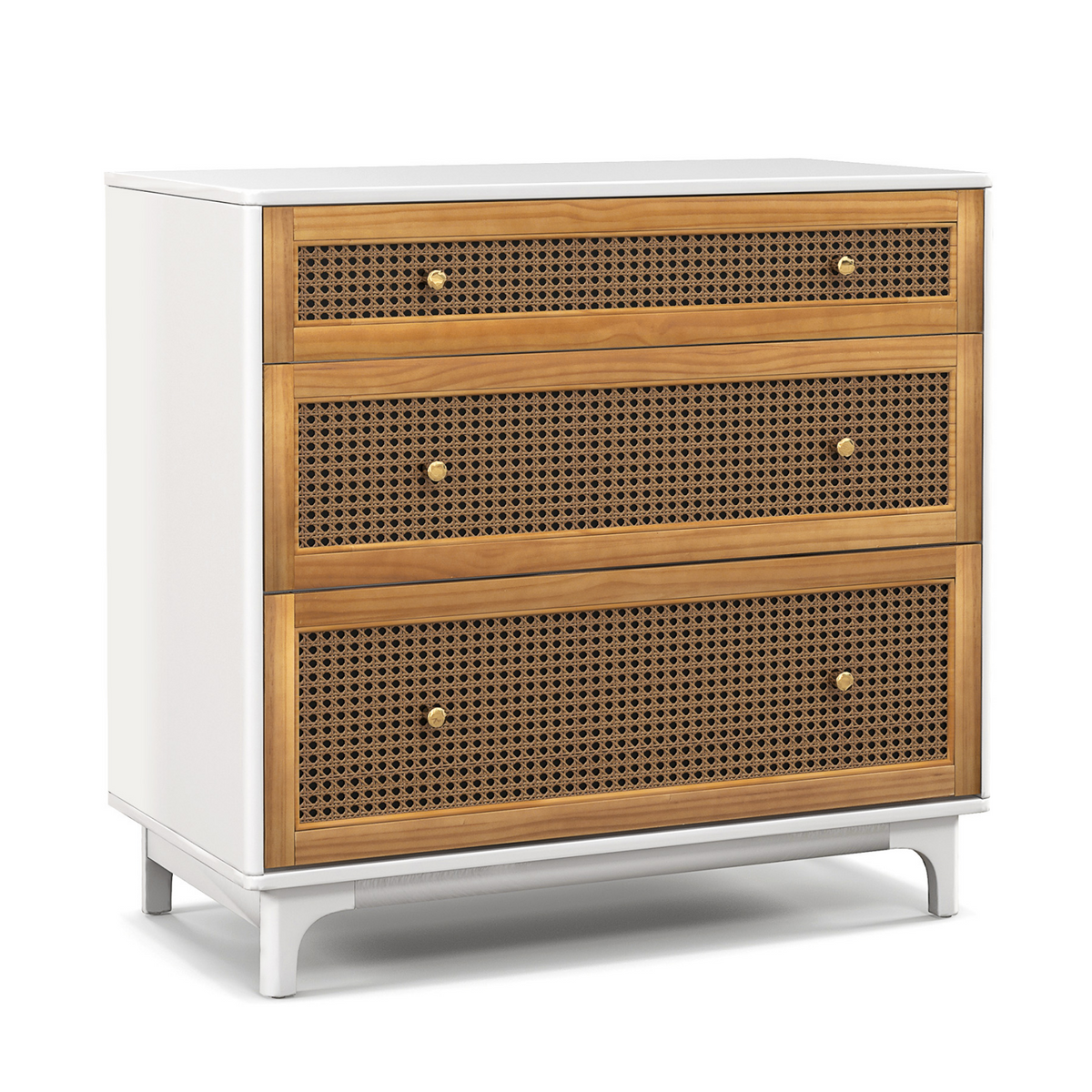 3-Drawer Rattan Dresser Chest - Brown (min order qty 2)-Dressers & Chests-DECOROLALA