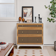 3-Drawer Rattan Dresser Chest - Brown (min order qty 2)-Dressers & Chests-DECOROLALA