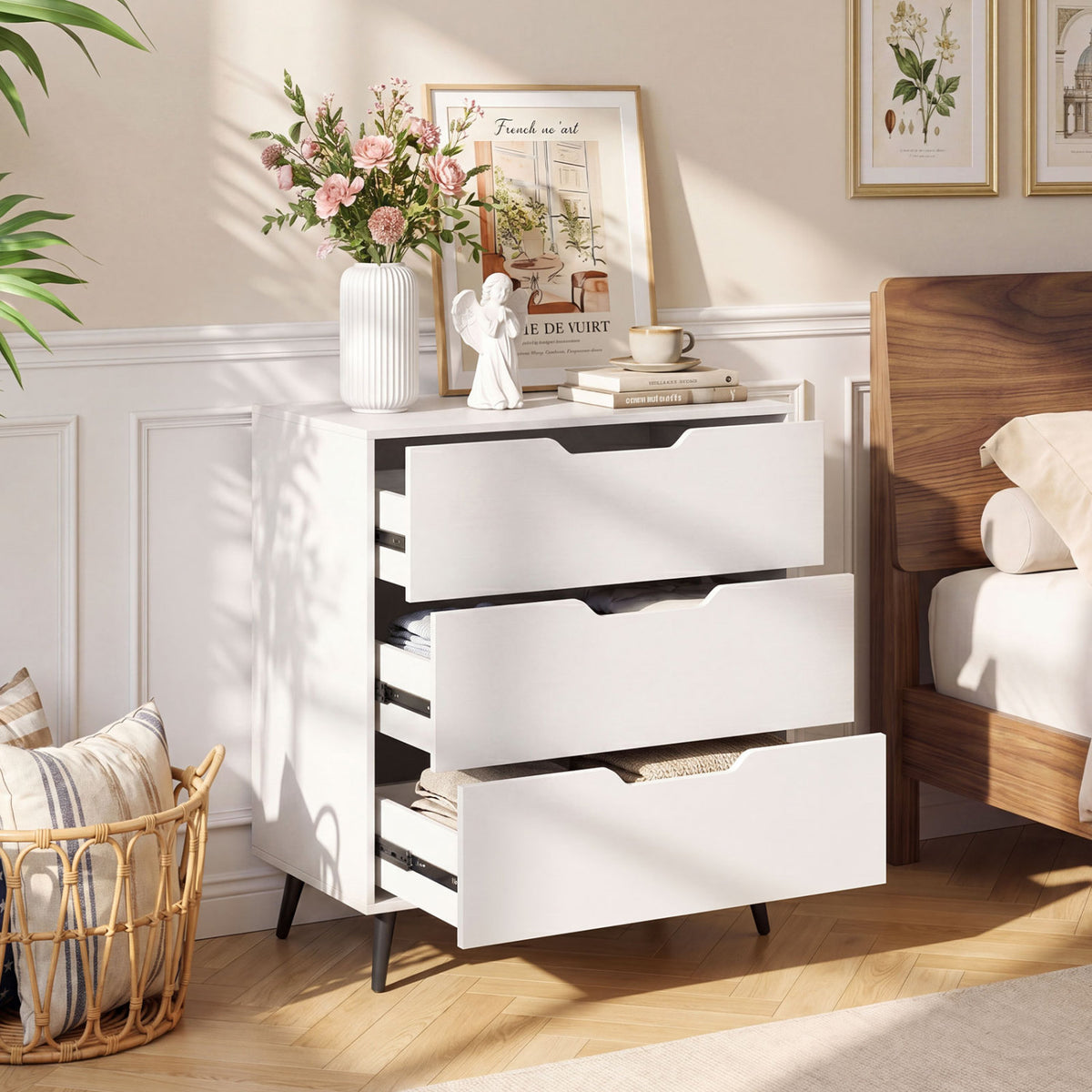 3-Drawer Farmhouse Dresser - White (min order qty 2)-Dressers & Chests-DECOROLALA