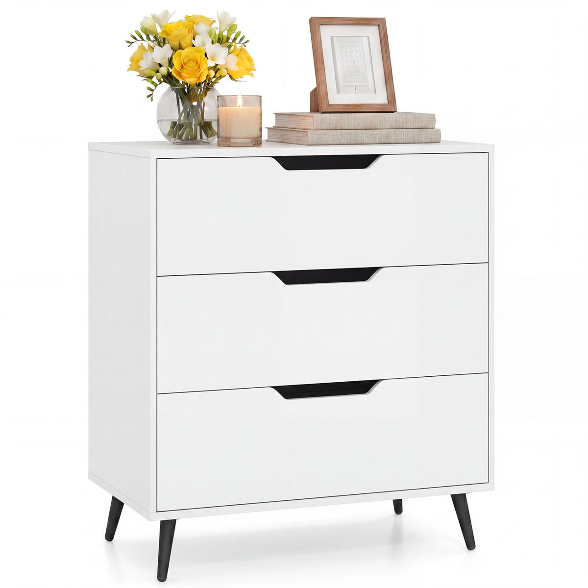3-Drawer Farmhouse Dresser - White (min order qty 2)-Dressers & Chests-DECOROLALA