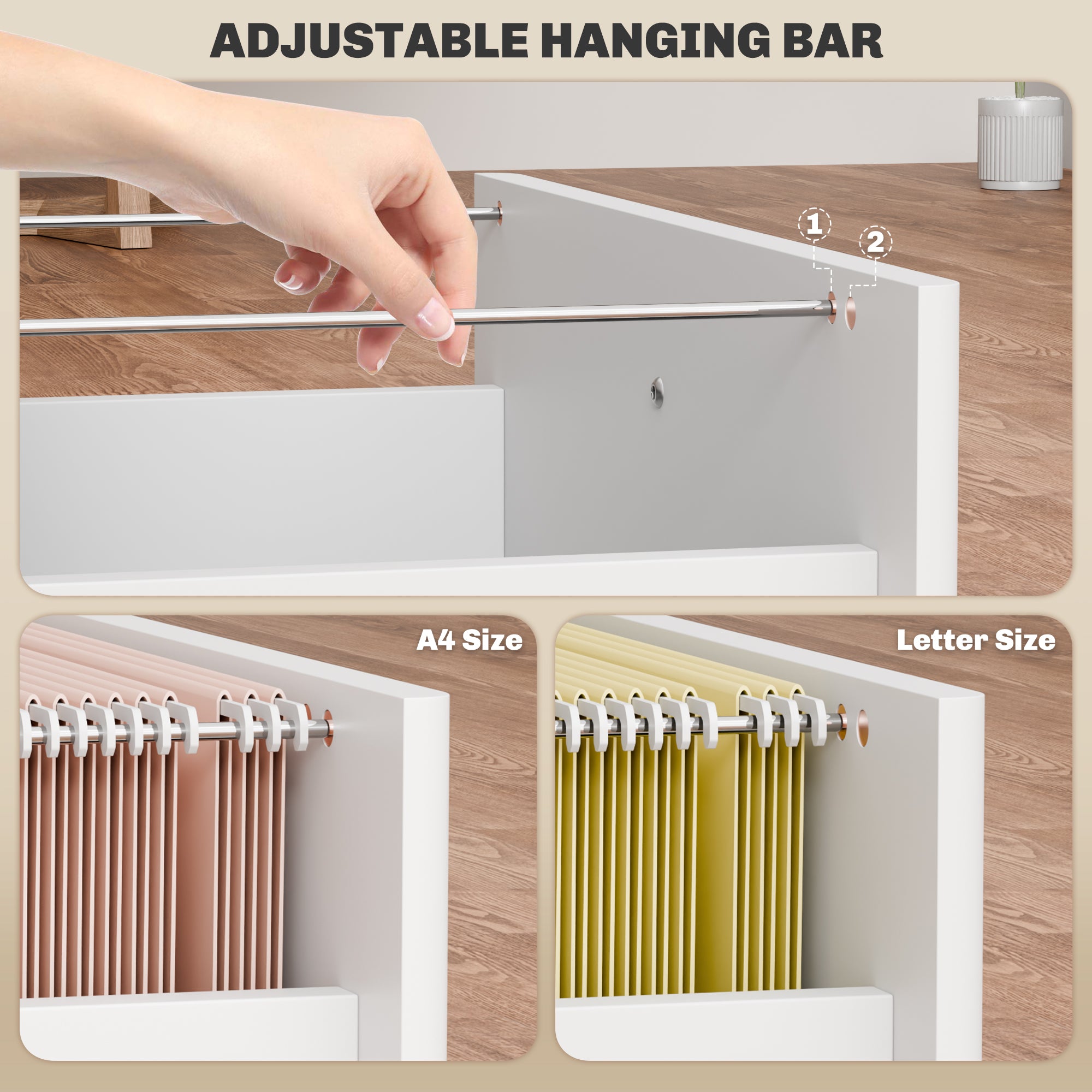 3-Drawer Small Filing Cabinet with Lock, Vertical Office Storage Cabinet with Wheels for Home Office, White-Office Products > Office Furniture > Office Cabinets & Cupboards-DECOROLALA