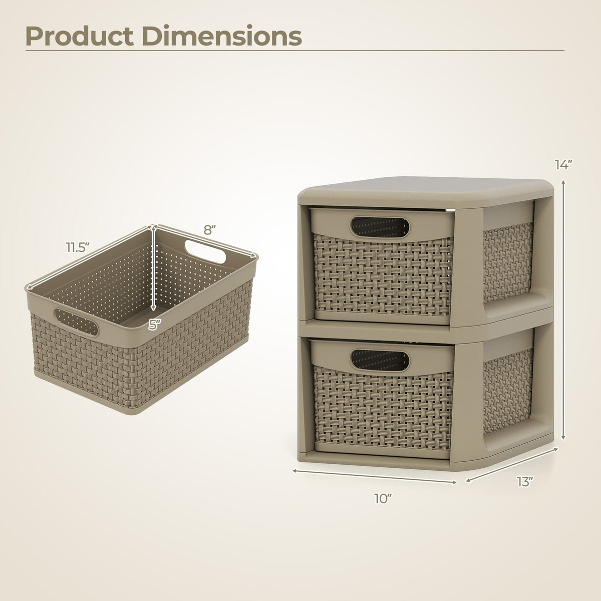 3-Drawer Storage Organizer with Wicker Patterns-Black-Dressers & Chests-DECOROLALA