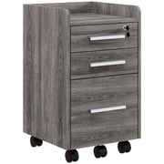 3 Drawer Vertical File Cabinet, Mobile Filing Cabinet with Lock and Wheels for A4, Letter Size, Grey-Office Products > Office Furniture > Office Cabinets & Cupboards-DECOROLALA