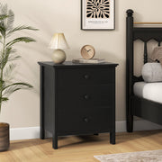 3-Drawer Wooden Nightstand Modern Bedside Table-Black-Nightstands-DECOROLALA