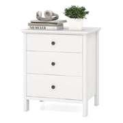 3-Drawer Wooden Nightstand Modern Bedside Table-White-Nightstands-DECOROLALA