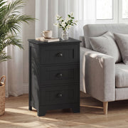 3 Drawers End Storage Wood Side Nightstand-Black-Nightstands-DECOROLALA