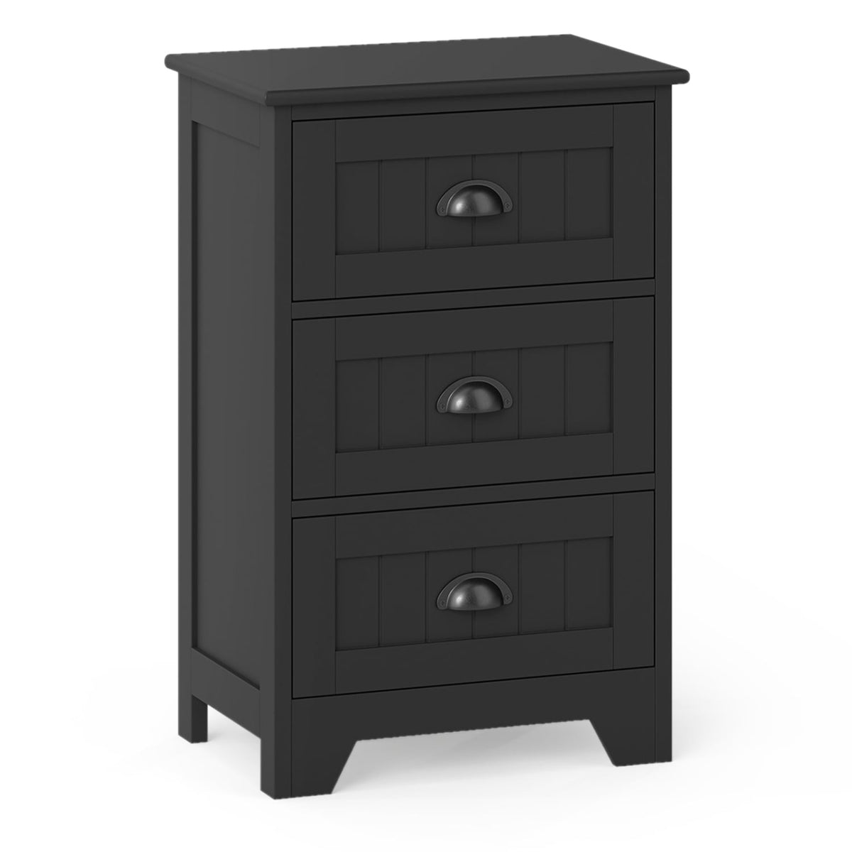 3 Drawers End Storage Wood Side Nightstand-Black-Nightstands-DECOROLALA