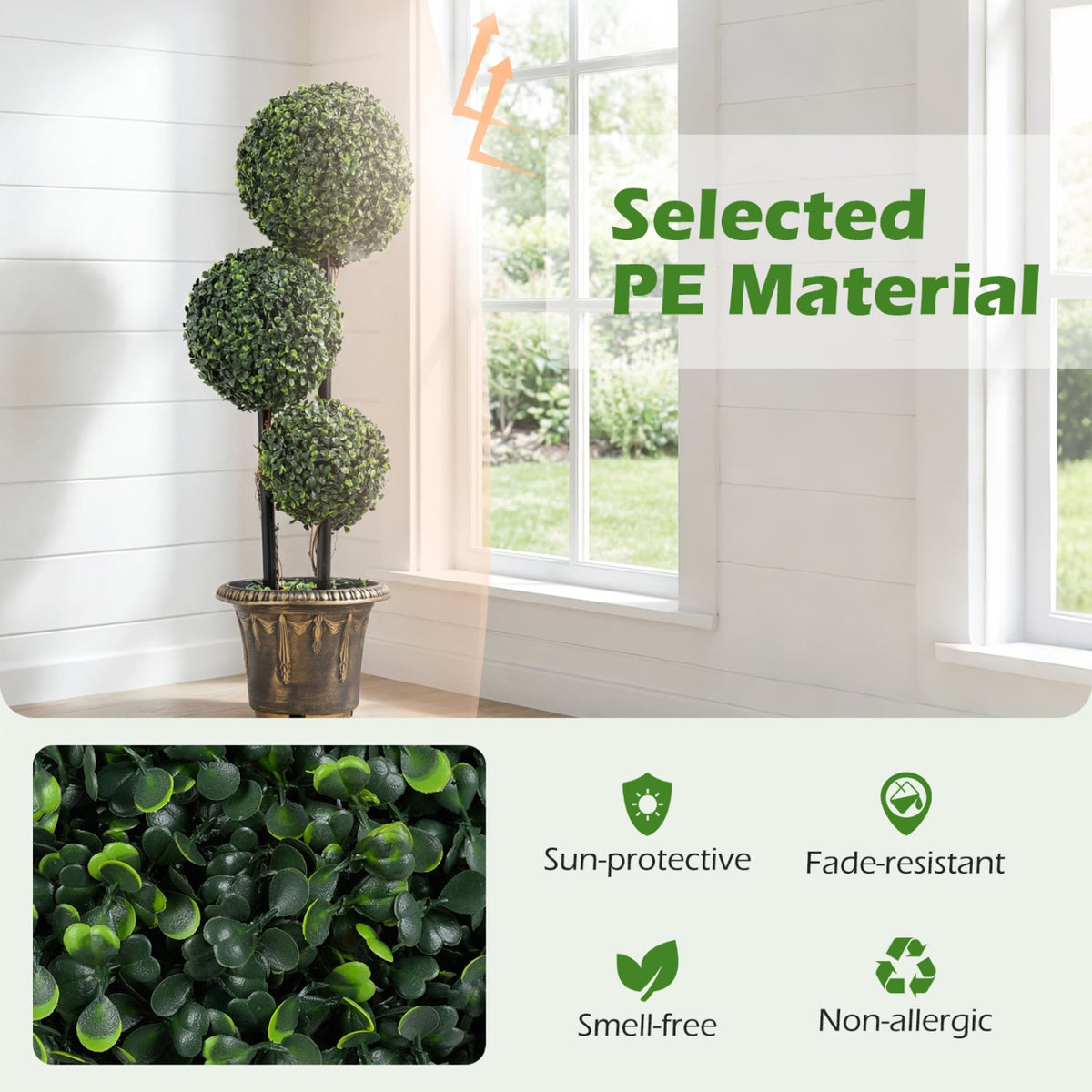 3 FT Artificial Boxwood Topiary Tree Double Ball Shrubs-Artificial Plants-DECOROLALA