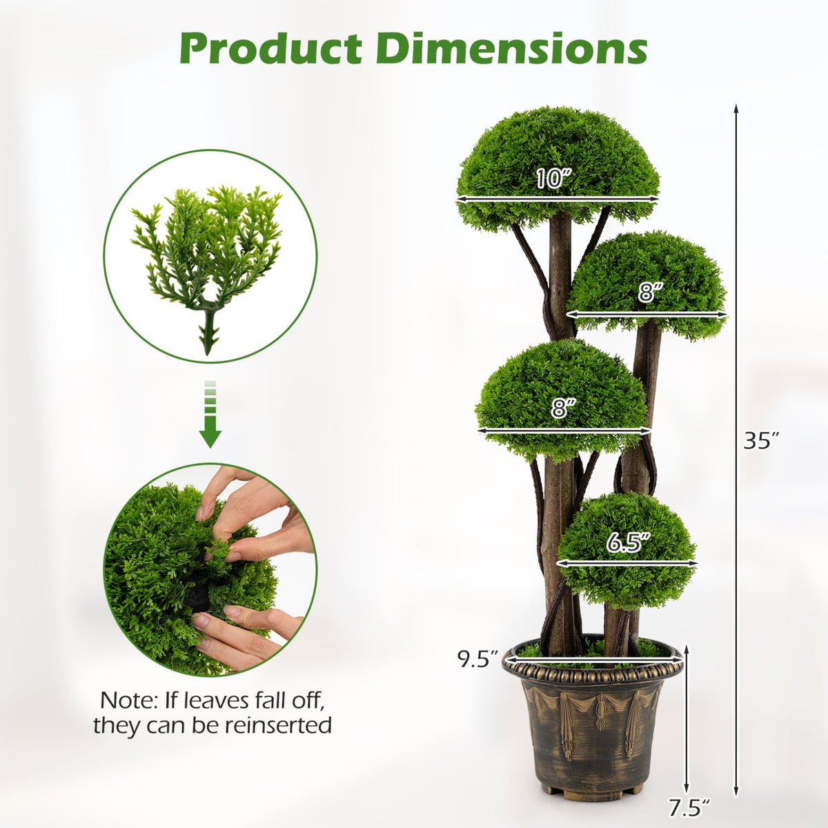 3 FT Artificial Cypress Topiary Tree Realistic Greenery Plant with Spiral Vines and Real Wood Trunks-Artificial Plants-DECOROLALA