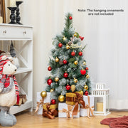 3 FT Pre-Lit Artificial Mini Christmas Tree with 98 Flocked PVC and Pine Needles-Christmas Trees-DECOROLALA